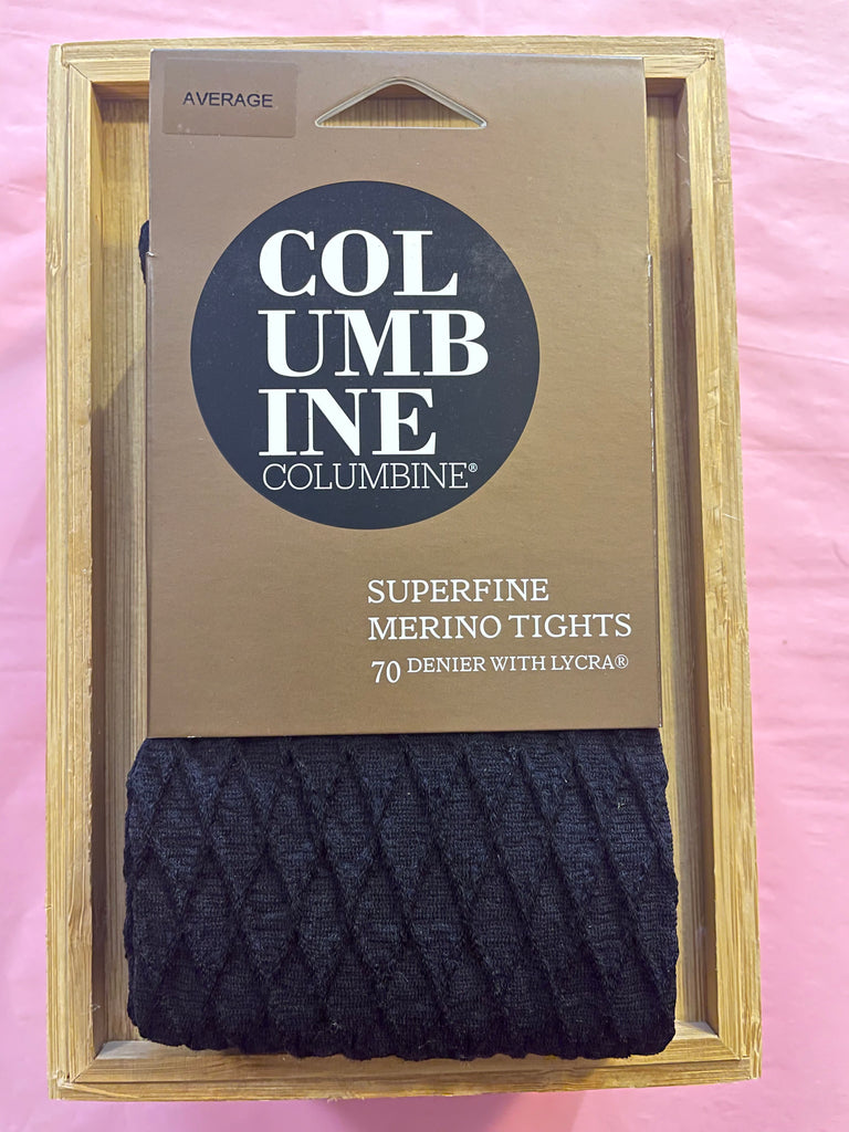 Columbine 70D Superfine Merino Diamond Tights - Black