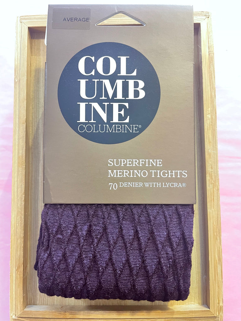 Columbine 70D Superfine Merino Diamond Tights - Dark Grape