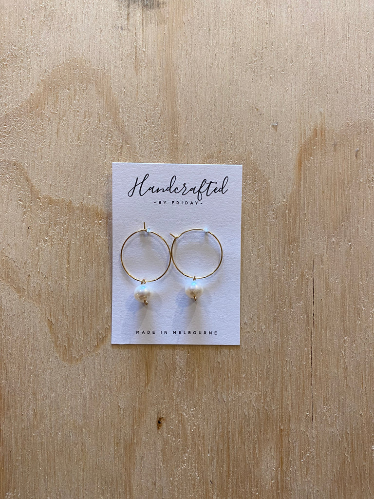 Handcrafted By Friday Pearl Hoops