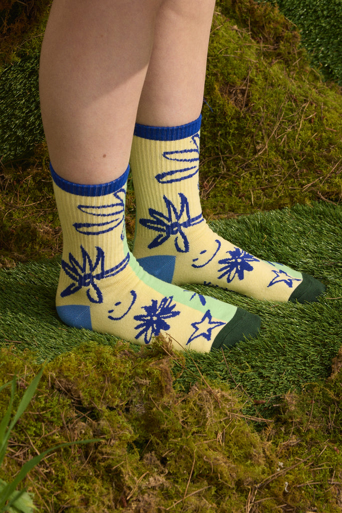 Wolf and Mishka Ribbed Socks - Colour Block