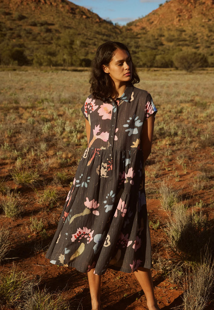 Nancybird Maja Dress - Watercolour Charcoal