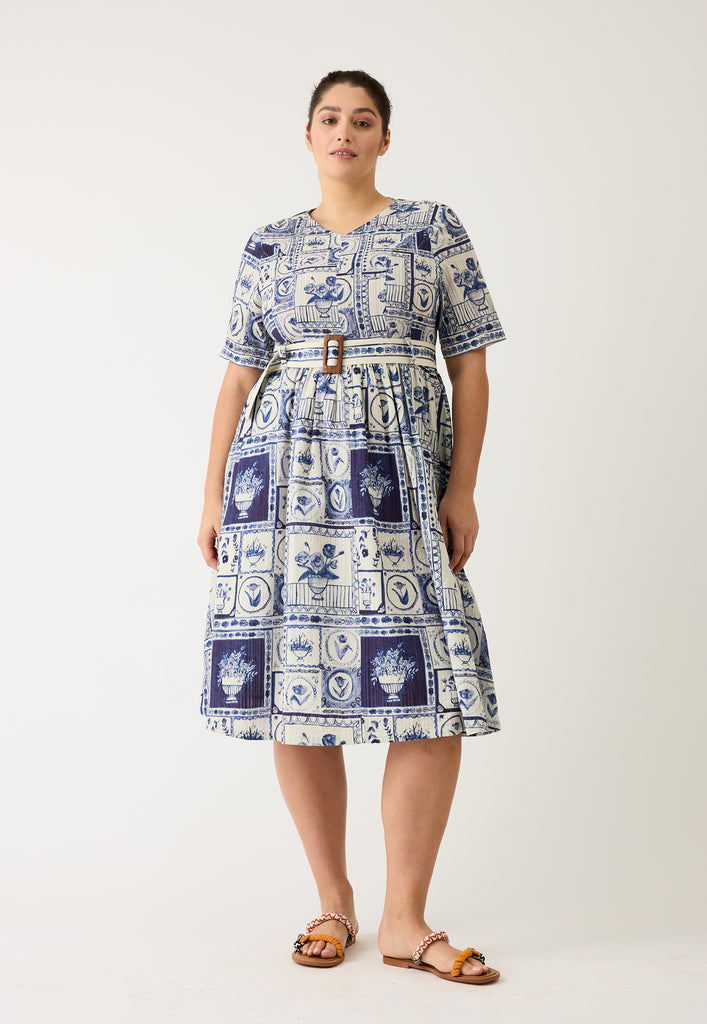 Nancybird Mona Short Sleeve Dress - Lyon Tile