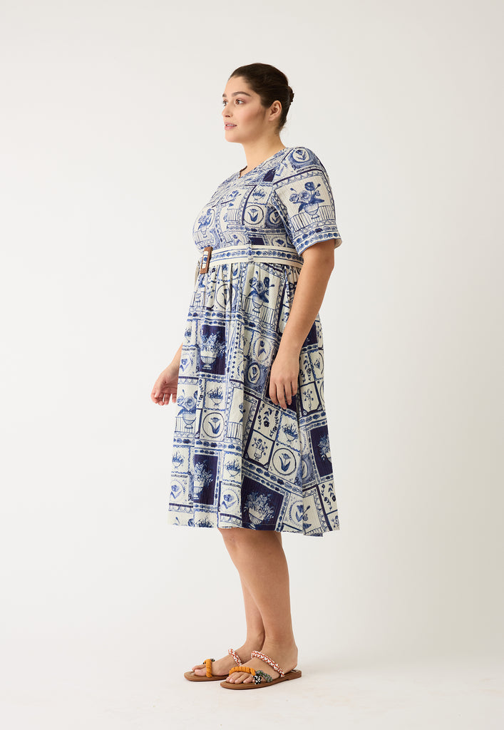 Nancybird Mona Short Sleeve Dress - Lyon Tile