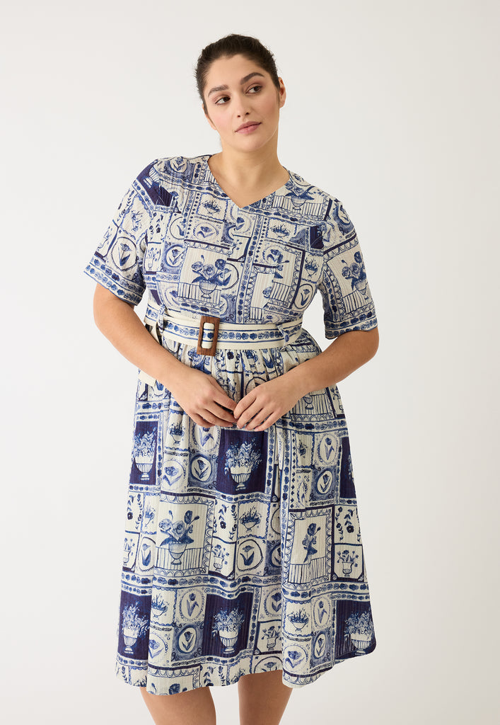 Nancybird Mona Short Sleeve Dress - Lyon Tile