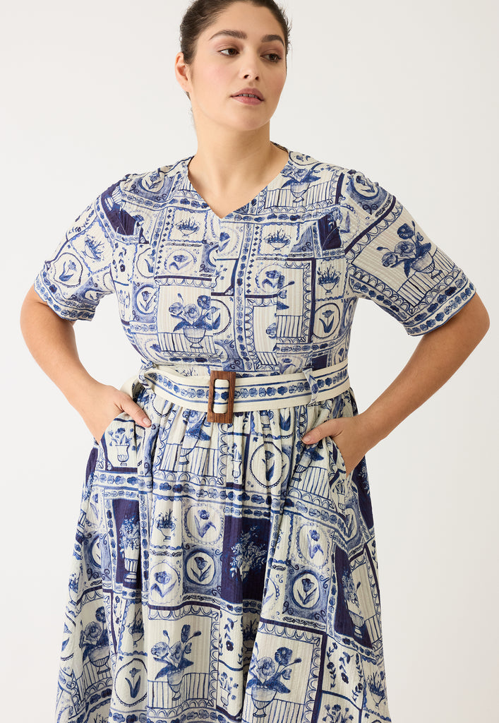 Nancybird Mona Short Sleeve Dress - Lyon Tile