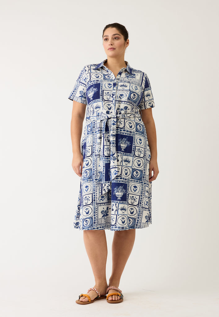 Nancybird Vera Short Sleeve Dress - Lyon Tile
