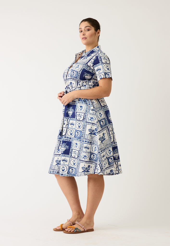 Nancybird Vera Short Sleeve Dress - Lyon Tile