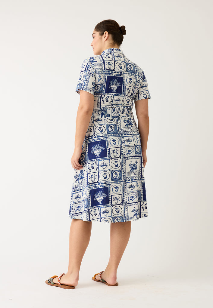 Nancybird Vera Short Sleeve Dress - Lyon Tile