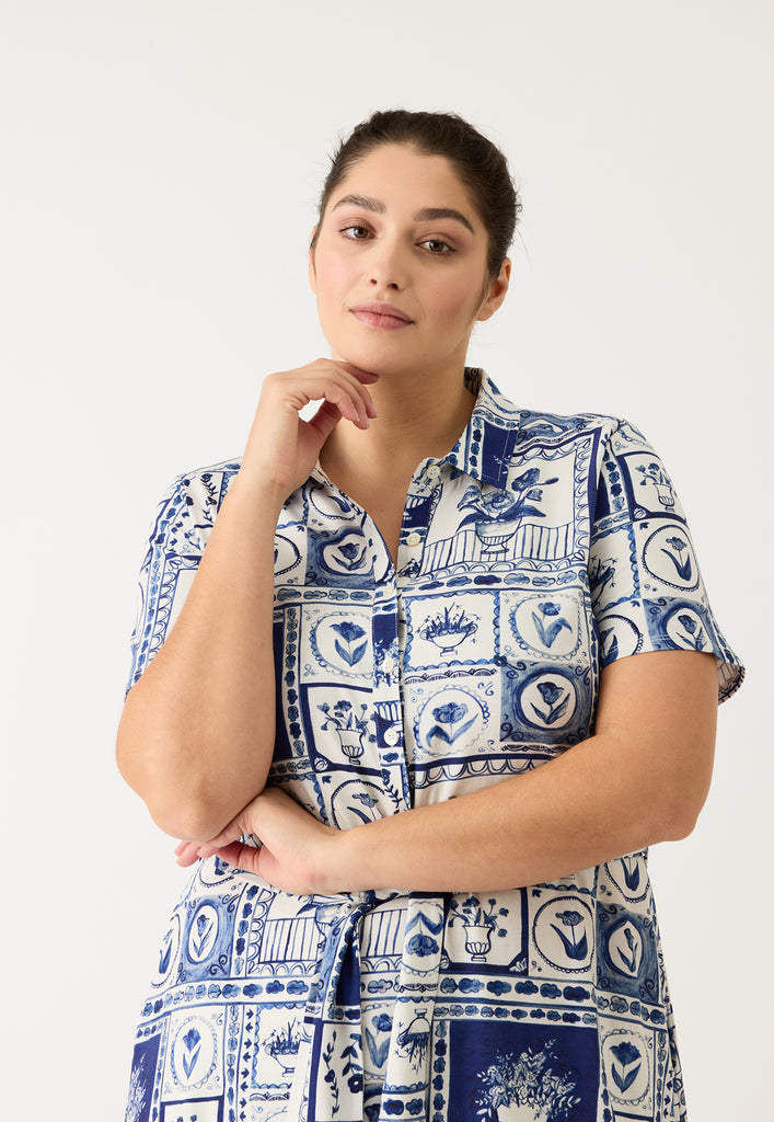 Nancybird Vera Short Sleeve Dress - Lyon Tile
