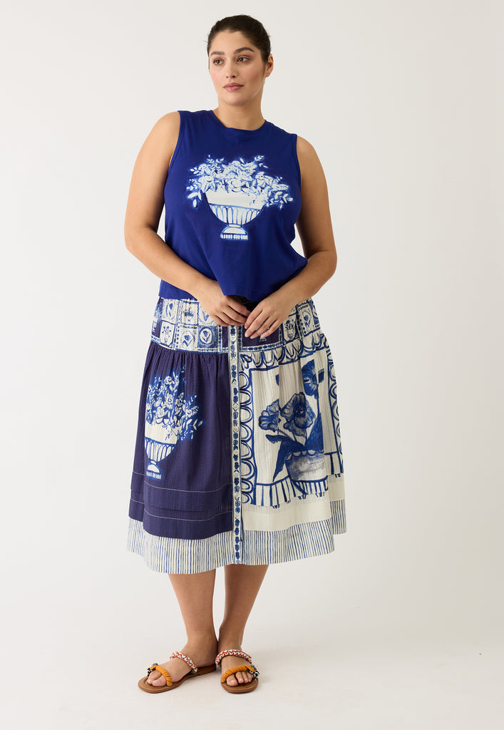 Nancybird Coco Pintuck Skirt - Lyon Tile