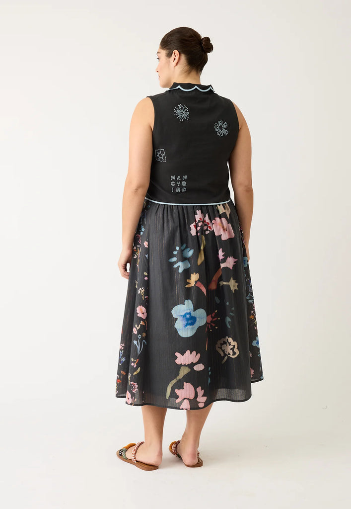 Nancybird Alma Yoke Skirt - Watercolour Charcoal