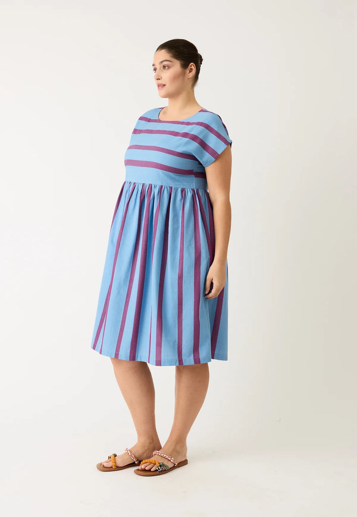 Nancybird Tathra Woven Dress - Raspberry Stripe