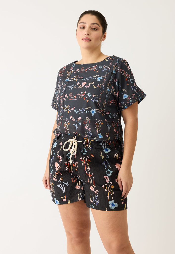 Nancybird Iris Shorts - Watercolour Charcoal