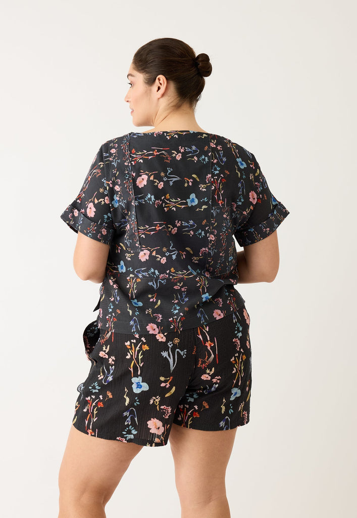 Nancybird Iris Shorts - Watercolour Charcoal