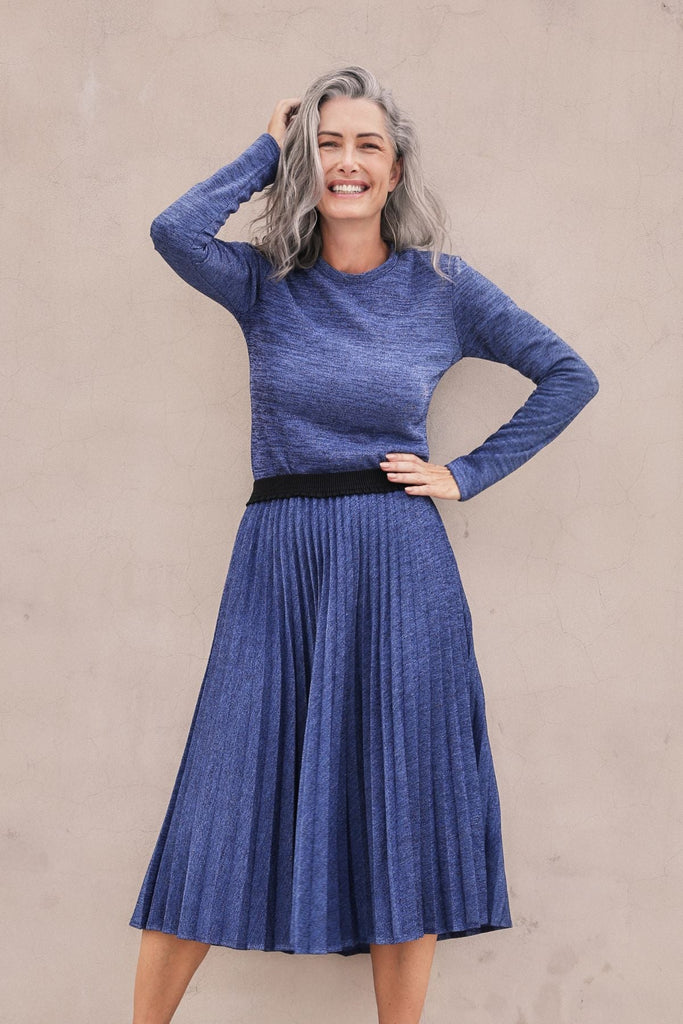 Olga De Polga Lucy Lurex Pleated Skirt - Blue
