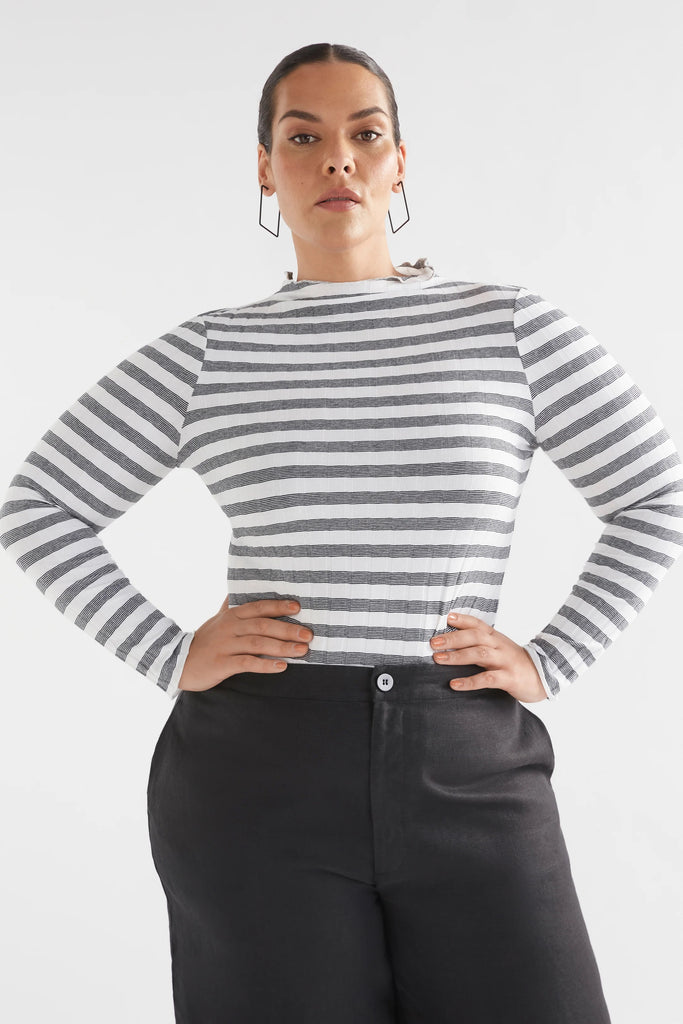 Elk Skiva Top - White/Black Stripe