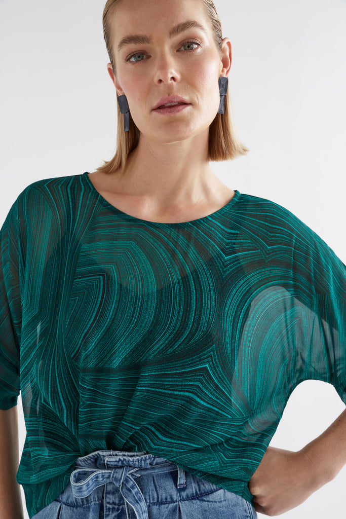 Elk Krava Sheer Top - Malachite Print