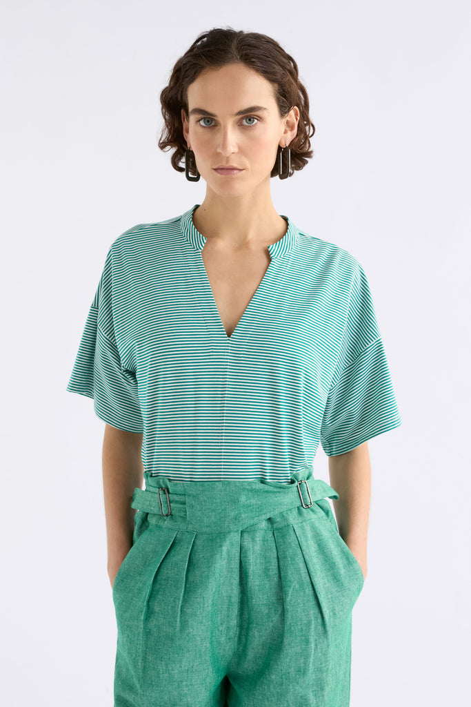 Elk Evve T-Shirt - Bright Teal/White