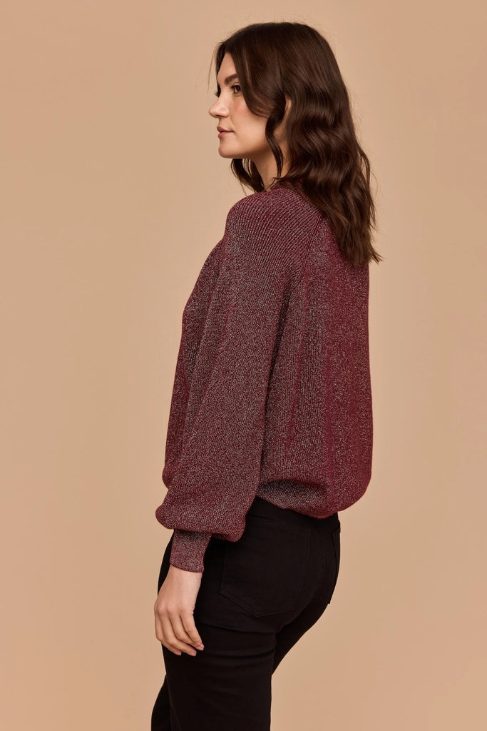 Frock Me Out Lurex Knit Cardigan - Burgundy/Gold