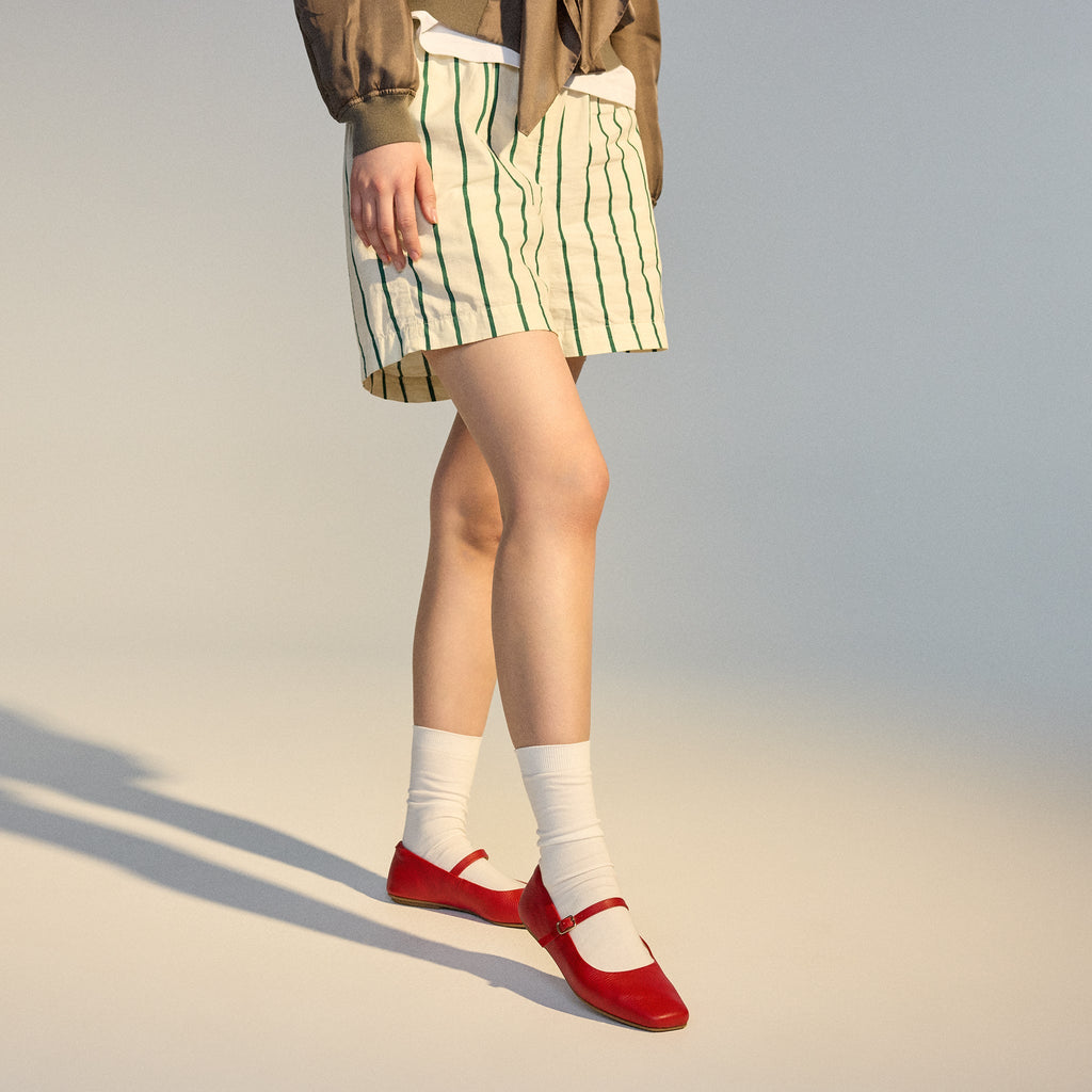 Rollie Ballet MJ Square Toe Flat - Retro Red