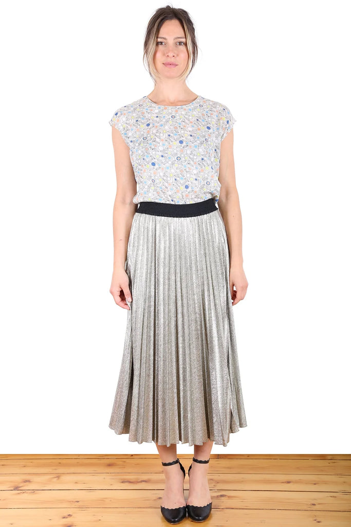 Olga De Polga Champagne Pleat Skirt - Gold