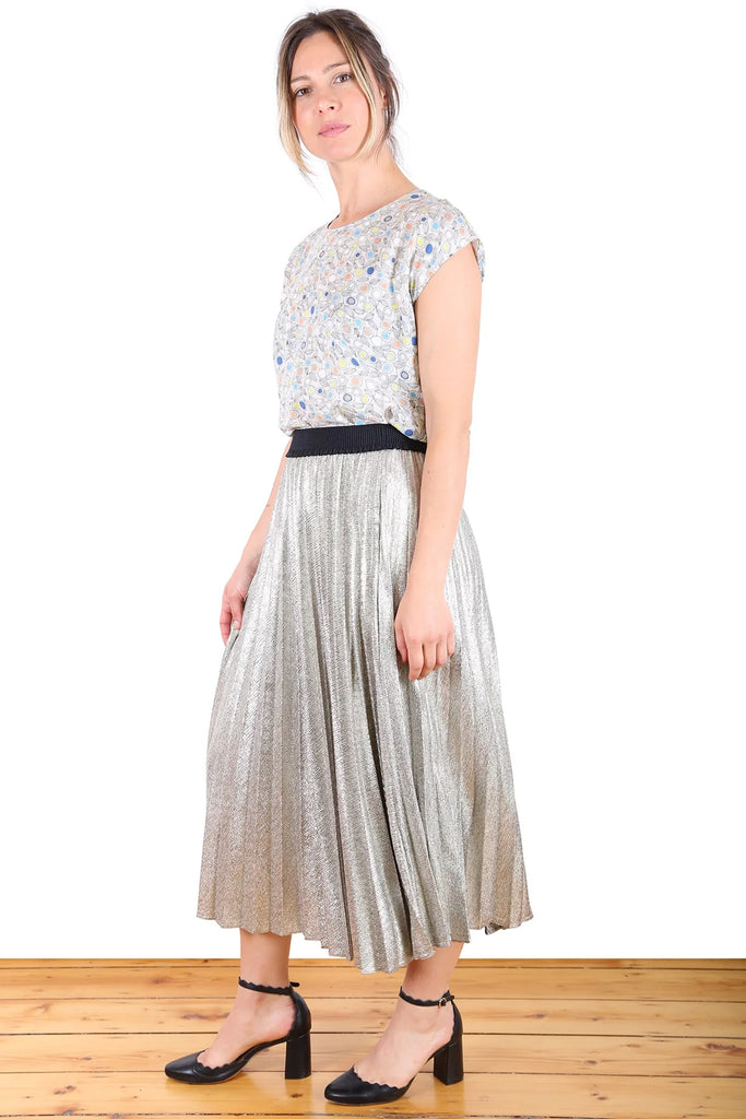 Olga De Polga Champagne Pleat Skirt - Gold