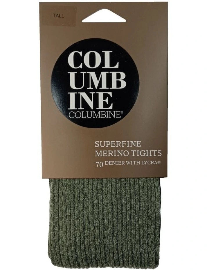 Columbine 70D Superfine Merino Texture Tights - Khaki
