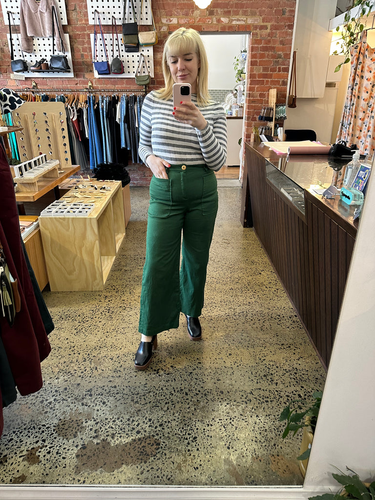 Kindling Wide Rodeo Pant - Evergreen