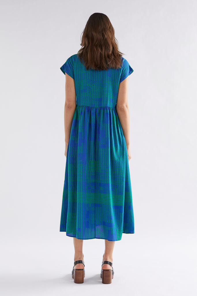 Elk Albin Shirt Dress - Teal Cross Stitch Print