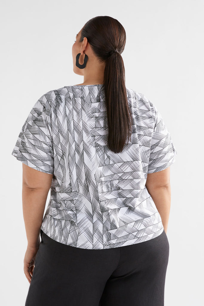 Elk Haki Short Sleeve Tshirt - White Line Print