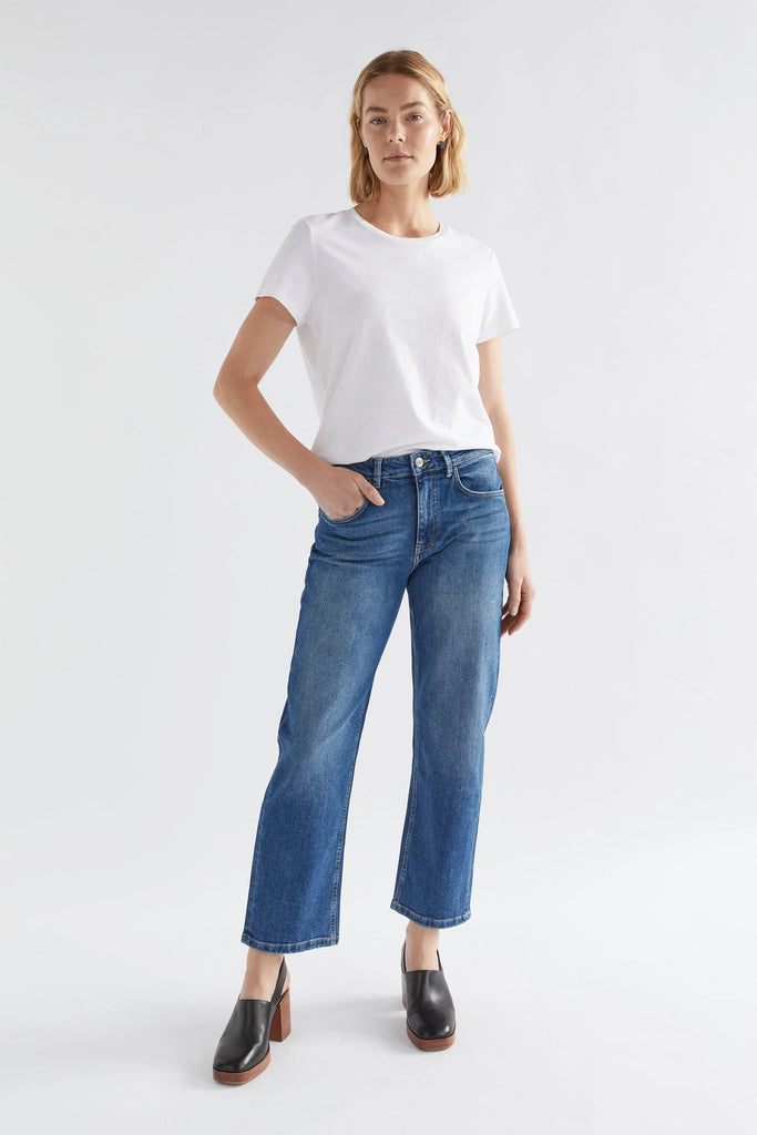 Maya High-Rise Ankle Straight Jeans in a Black Wash