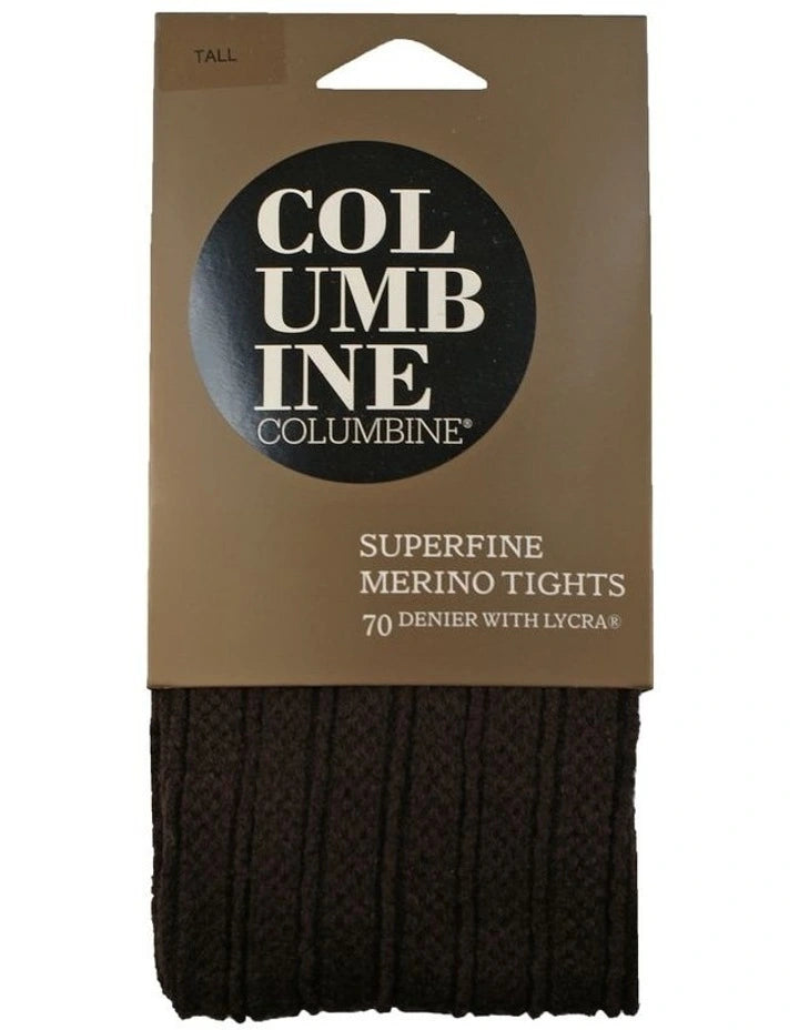 Columbine 70D Superfine MErino Texture Line Tights - Espresso