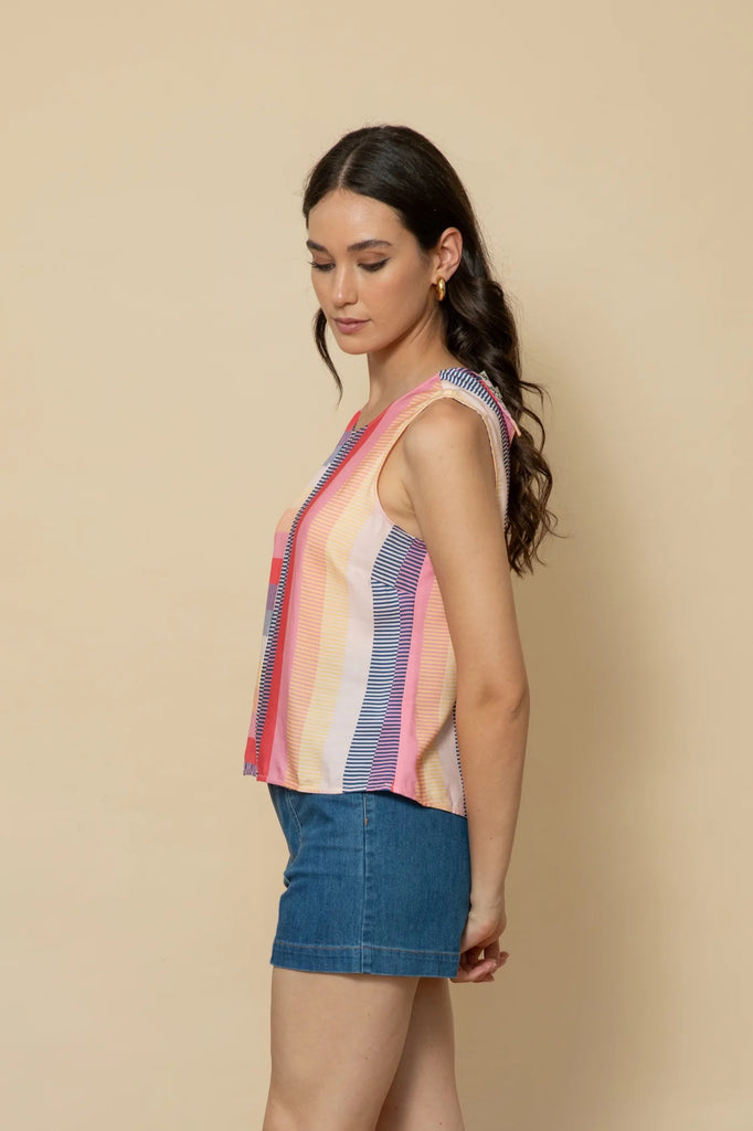 Frock Me Out Sleeveless Top - Miami Stripe