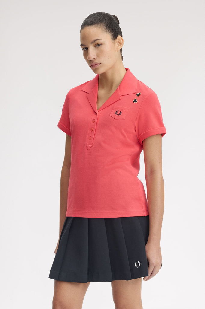 Fred Perry X Amy Winehouse Pocket Detail Polo Shirt - Flamingo/Tan