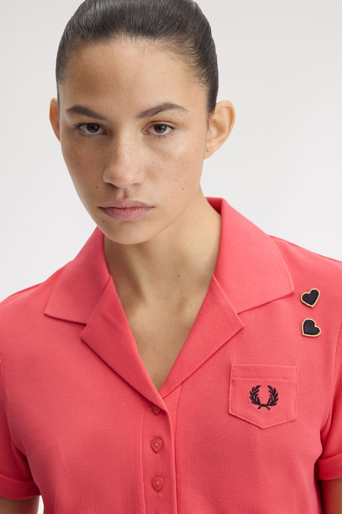Fred Perry X Amy Winehouse Pocket Detail Polo Shirt - Flamingo/Tan