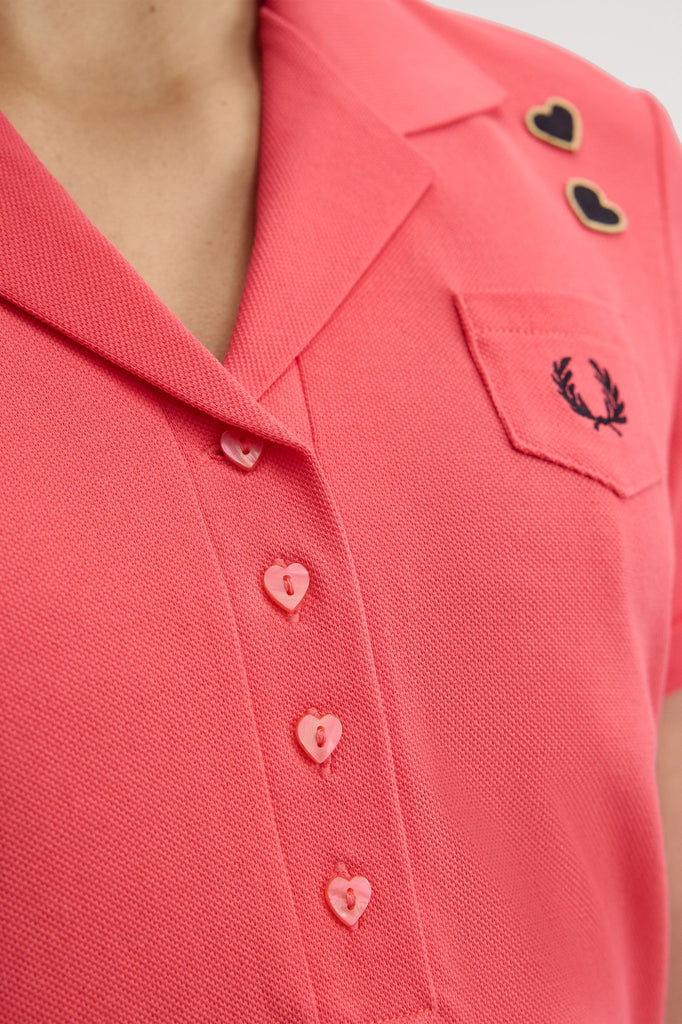 Fred Perry X Amy Winehouse Pocket Detail Polo Shirt - Flamingo/Tan