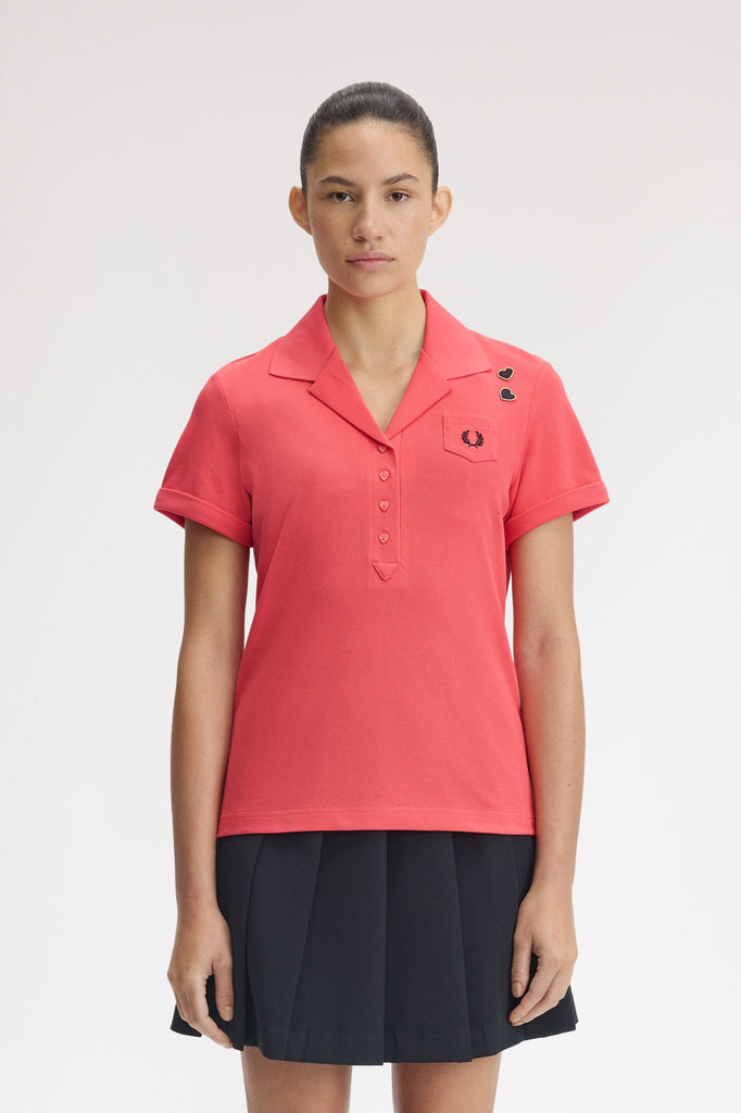 Fred Perry X Amy Winehouse Pocket Detail Polo Shirt - Flamingo/Tan