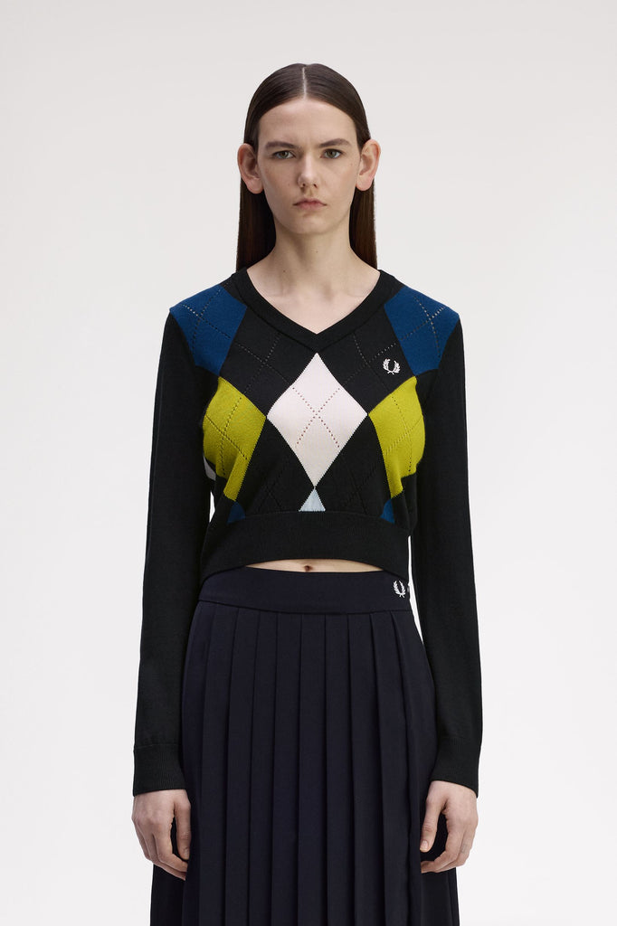 Fred Perry Argyle Pointelle Jumper - Black
