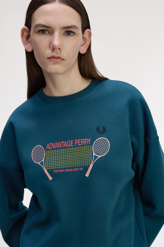 Fred Perry Printed Sweatshirt - Dark Petrol