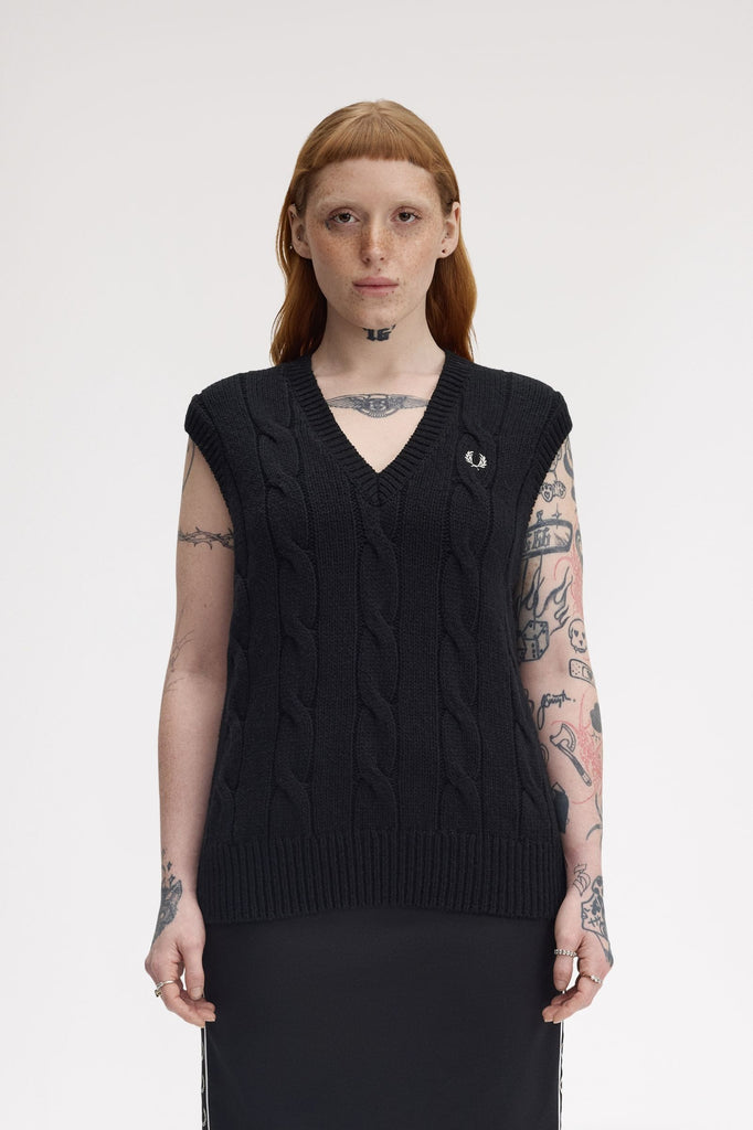 Fred Perry Cable Knit Tank - Black