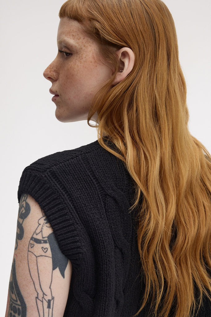 Fred Perry Cable Knit Tank - Black