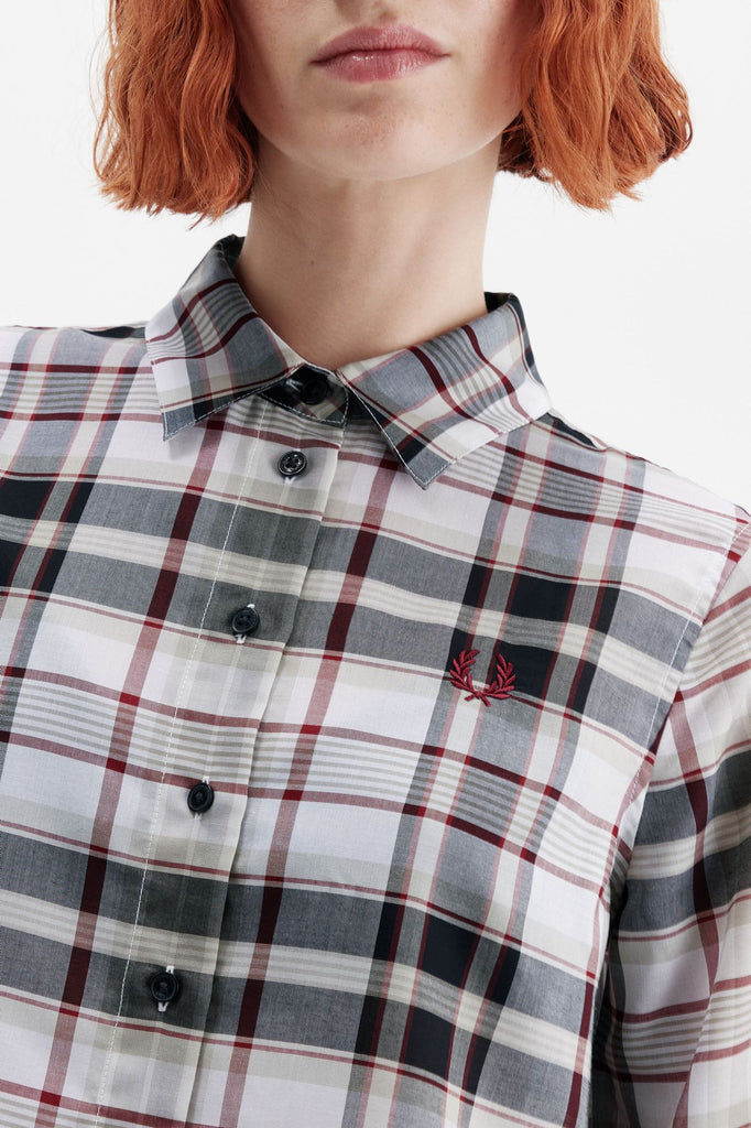 Fred Perry Cropped Check Shirt - White