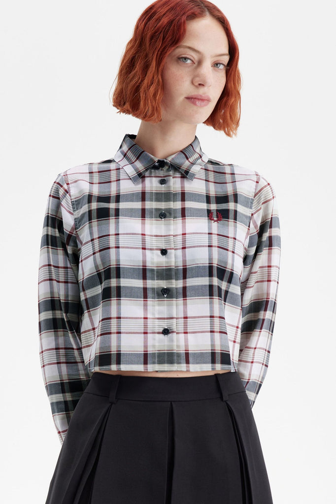 Fred Perry Cropped Check Shirt - White