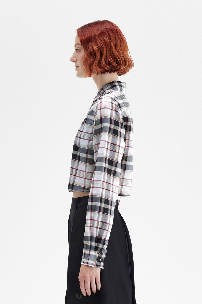 Fred Perry Cropped Check Shirt - White