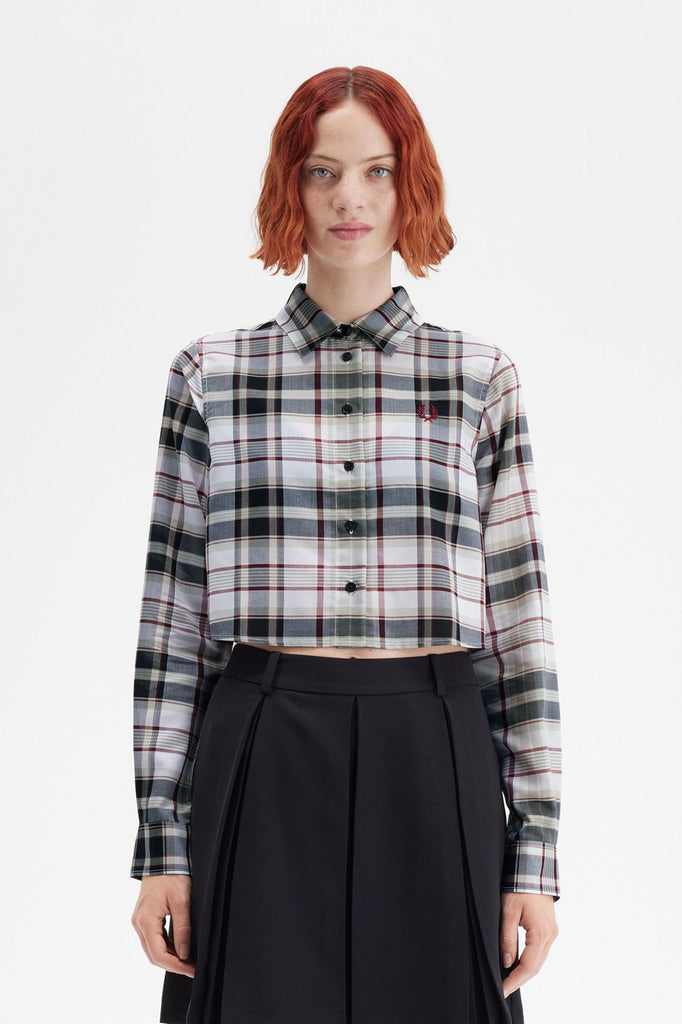 Fred Perry Cropped Check Shirt - White