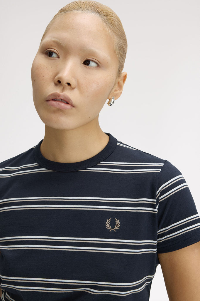 Fred Perry Striped T-Shirt - Navy