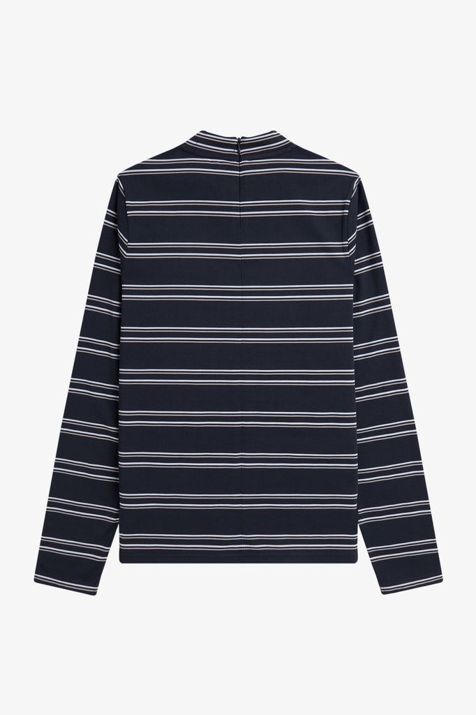 Fred Perry Striped Mock Neck - Navy