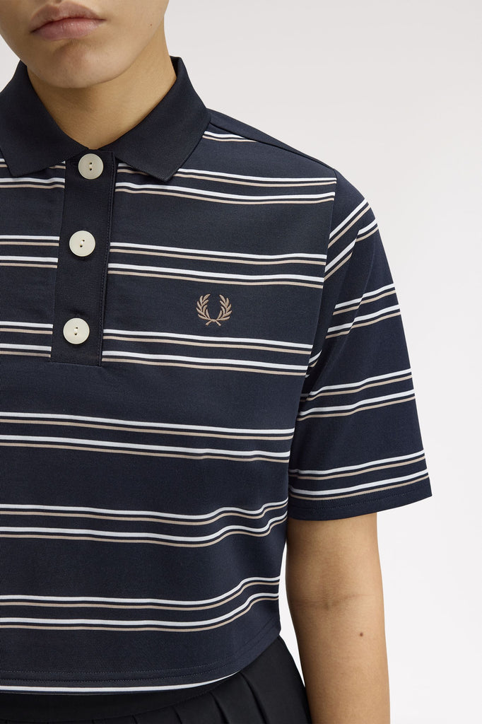 Fred Perry Striped Polo Shirt - Navy