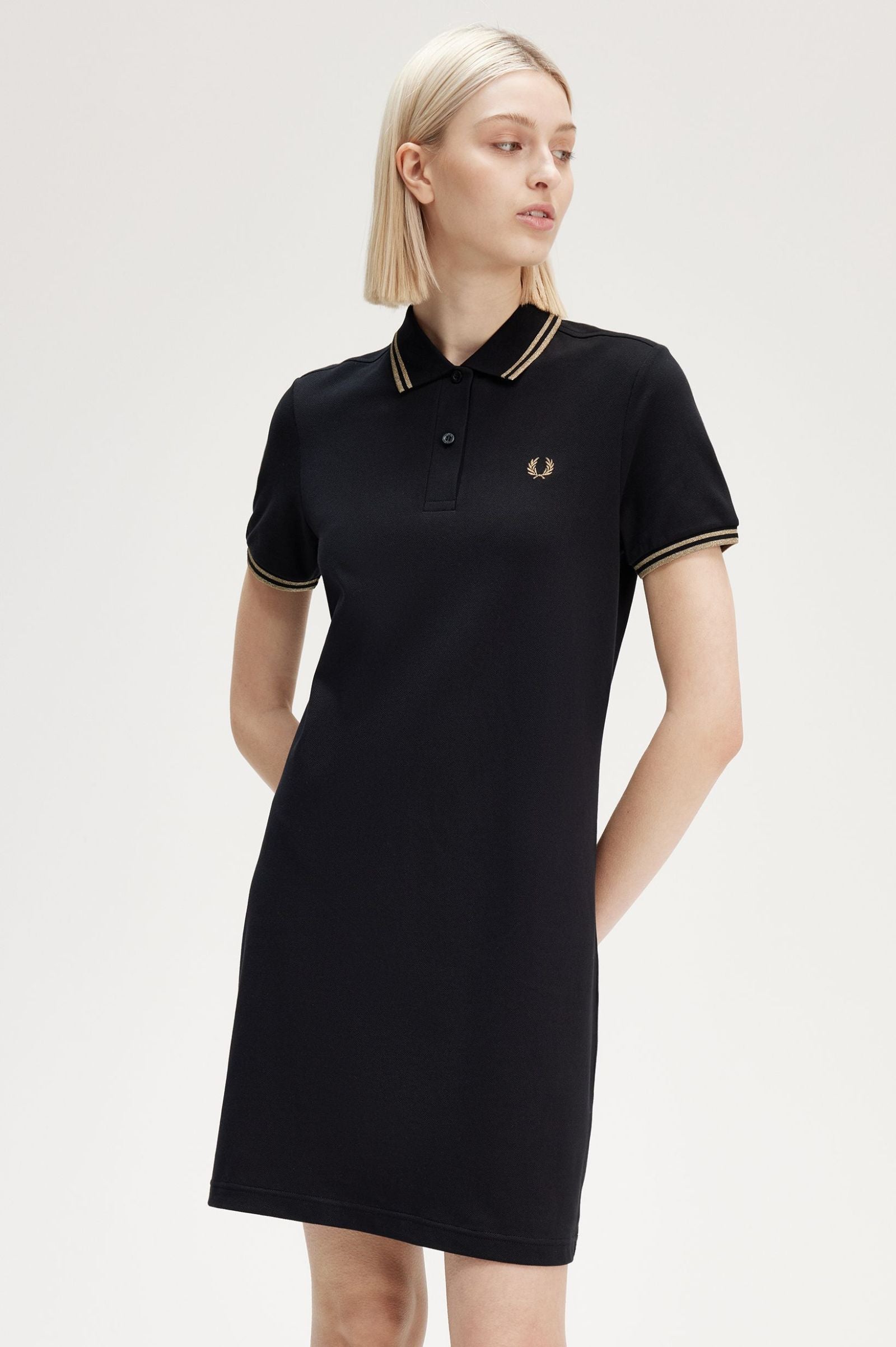 Fred Perry Twin Tipped Dress - Black/Metallic Gold | I Dream a Highway