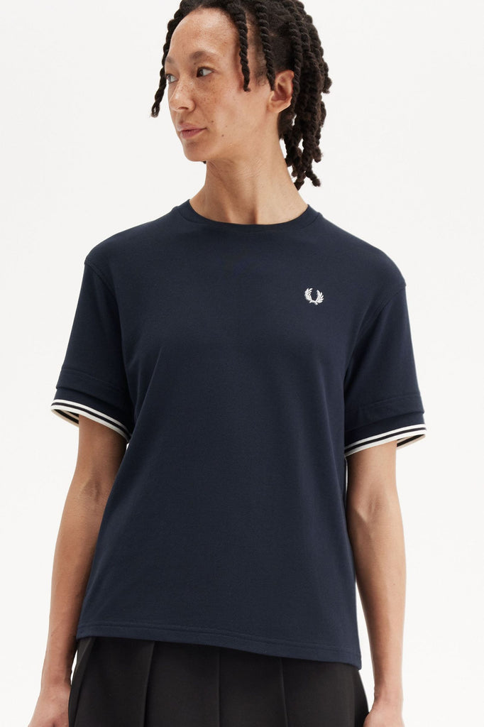 Fred Perry Tipped Pique T-Shirt - Navy